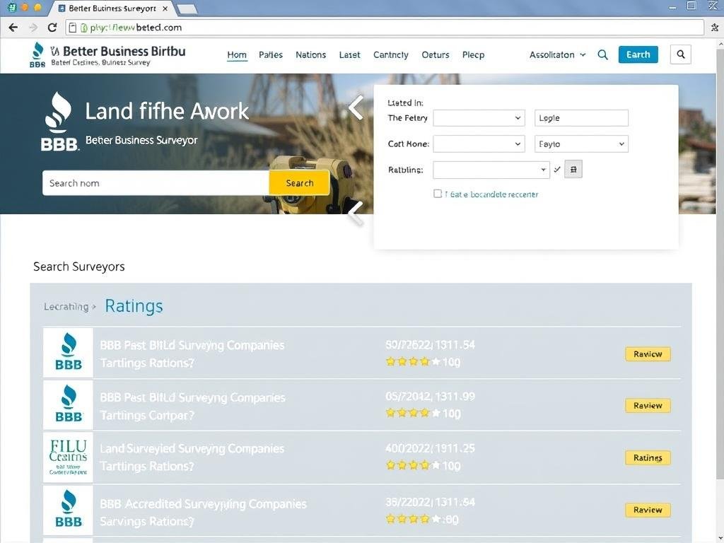 Better Business Bureau surveyor search interface