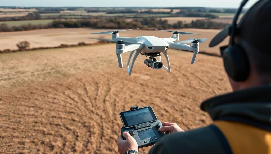 Drone being used for aerial surveying of a large property