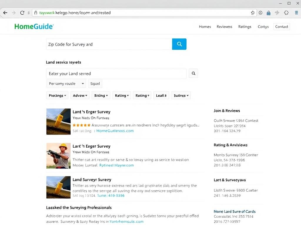 HomeGuide surveyor search platform showing local professionals