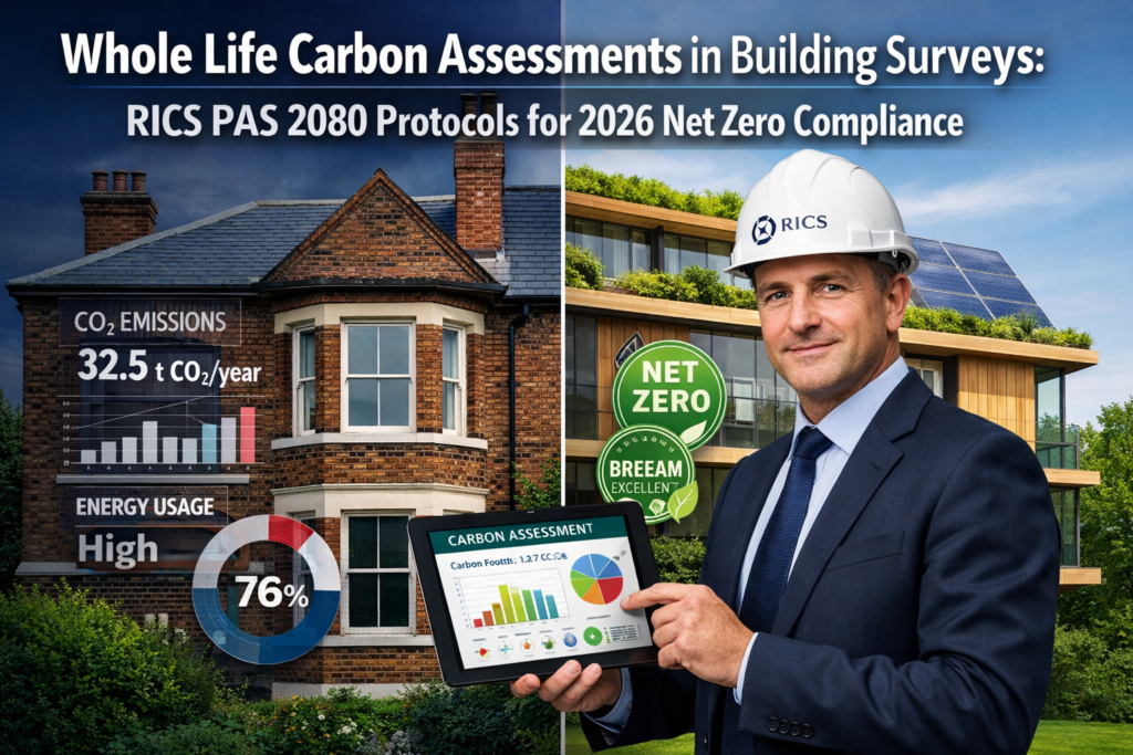 Whole Life Carbon Assessments in Building Surveys: RICS PAS 2080 Protocols for 2026 Net Zero Compliance