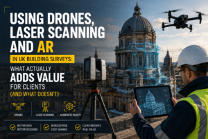 Using Drones, Laser Scanning and AR in UK Building Surveys: What Actually Adds Value for Clients (and What Doesn’t)